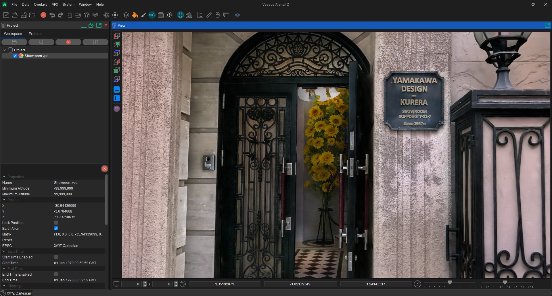 Arena4D Gaussian Splat visualisation of storefront entrance