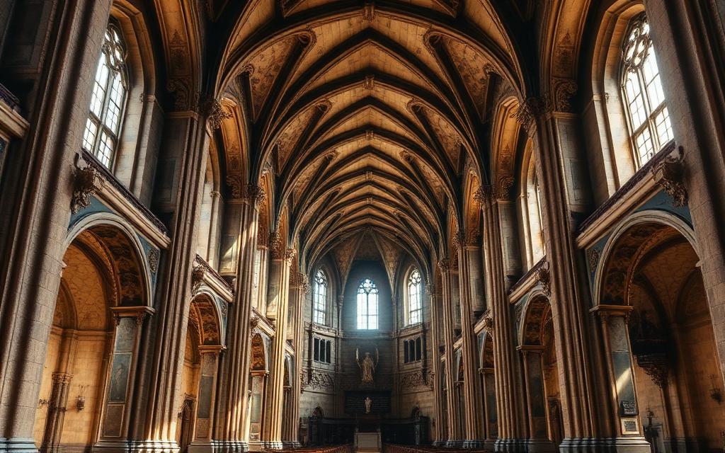 Ornate vaulted interior of a historic building
